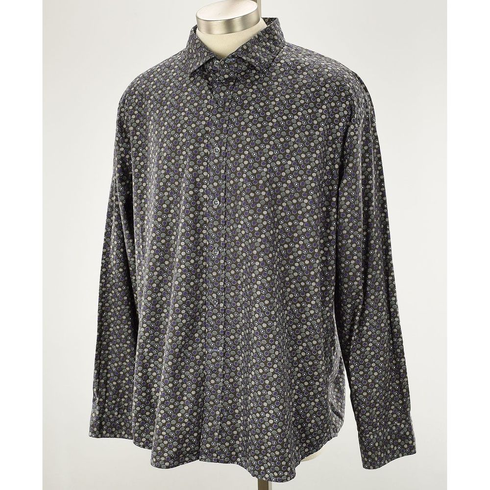 JAMES CAMPBELL Brown GEOMETRIC Cotton Shirt XXL